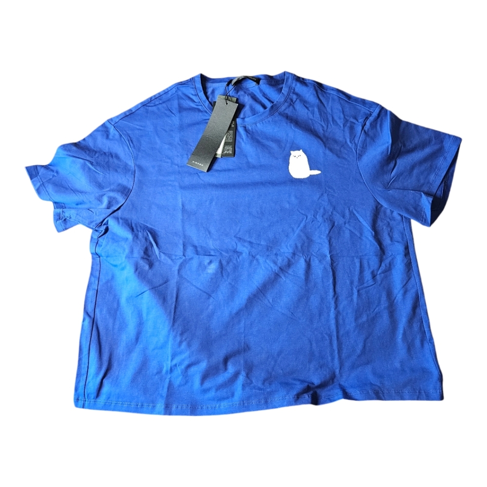 S Deer  Royal Blue T-Shirt with Cat Junior Small NWT